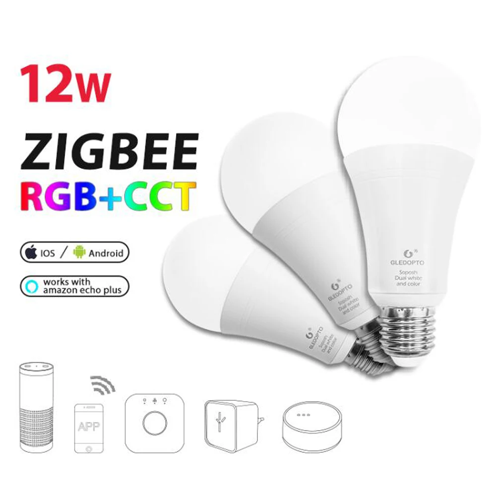 Светодиодная лампа E27 6 Вт 12 E26 RGB двойной белый ZIGBEE умная с управлением через