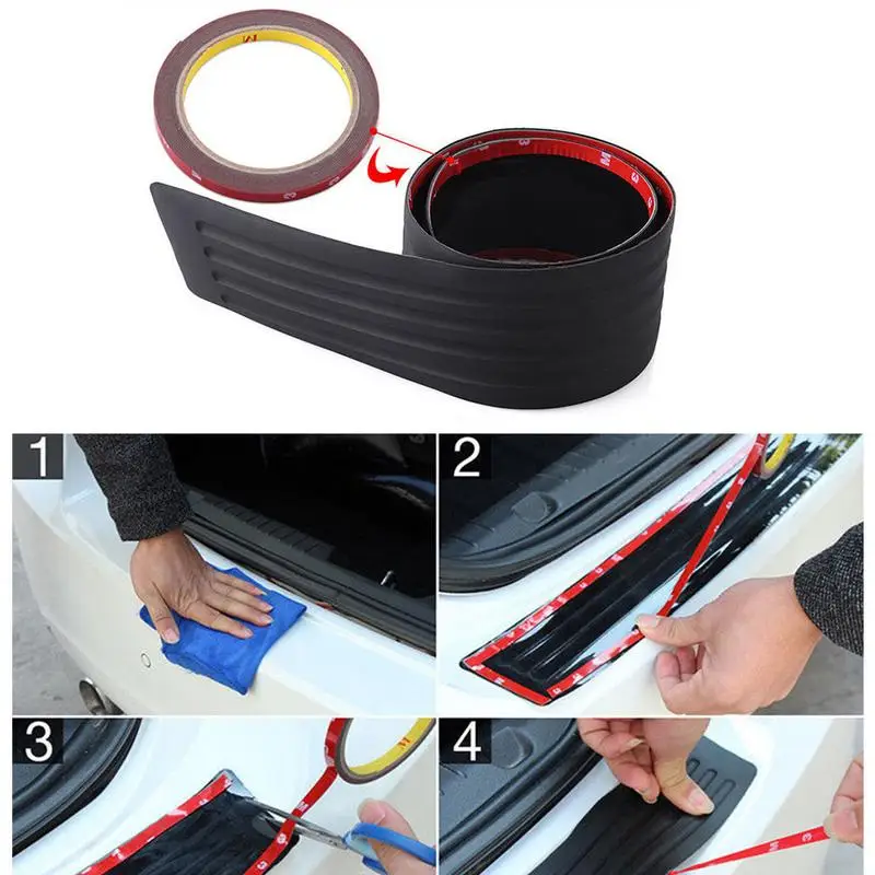 Universal Car Black Rear Bumper UV Rear Bumper Sill Protector Plate Rubber Cover Guard Pad PlateTrim Pad