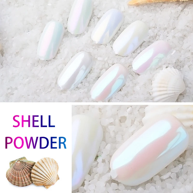 Seashell зеркало-Хамелеон Порошковые блестки для ногтей Aurora Pearlescen Shell Дизайн ногтей хром пигмент пыль Маникюр украшения