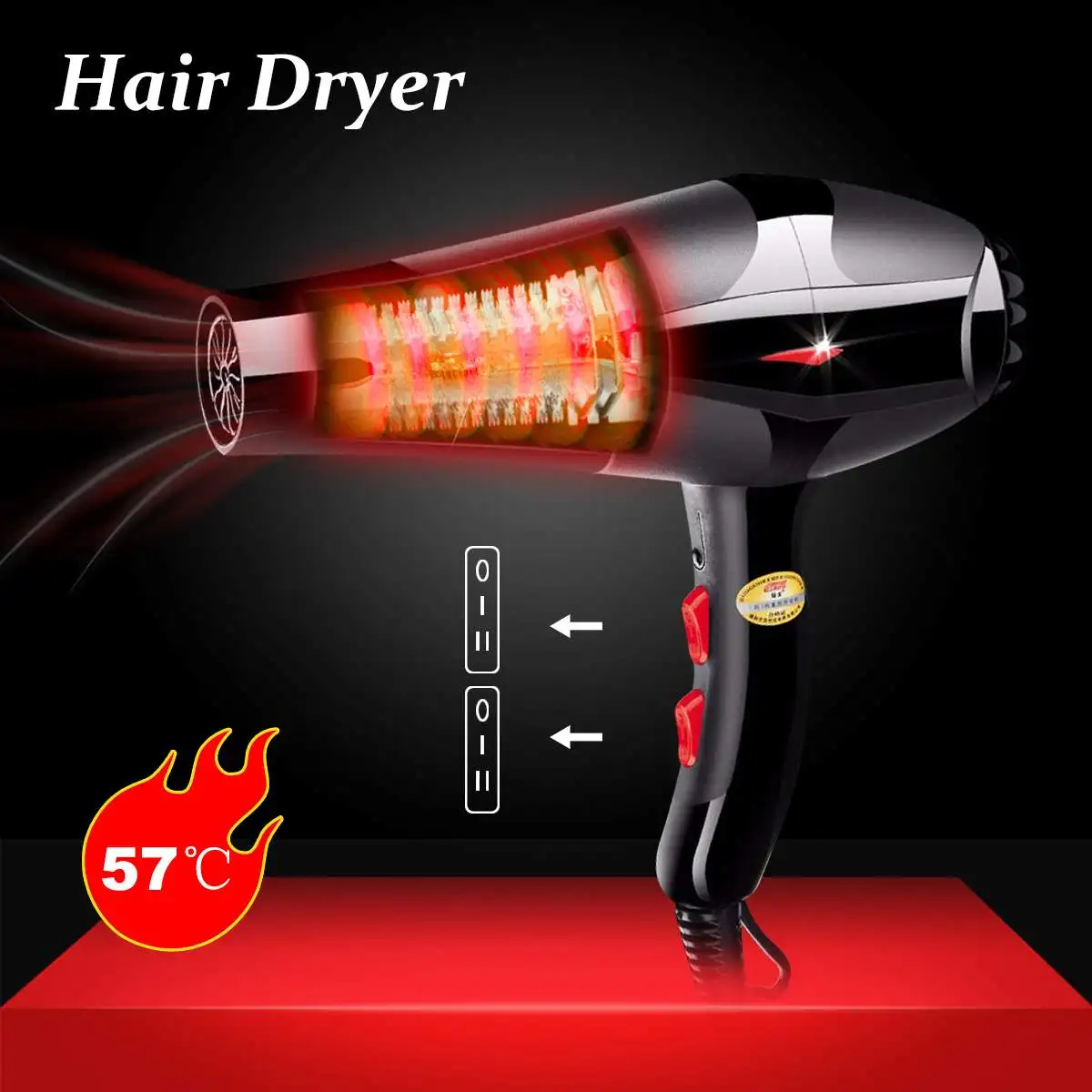 Professional Electric Blow Hair Dryer 2400W Fast Heating Energy saving 2 Speed Efficient EU Plug