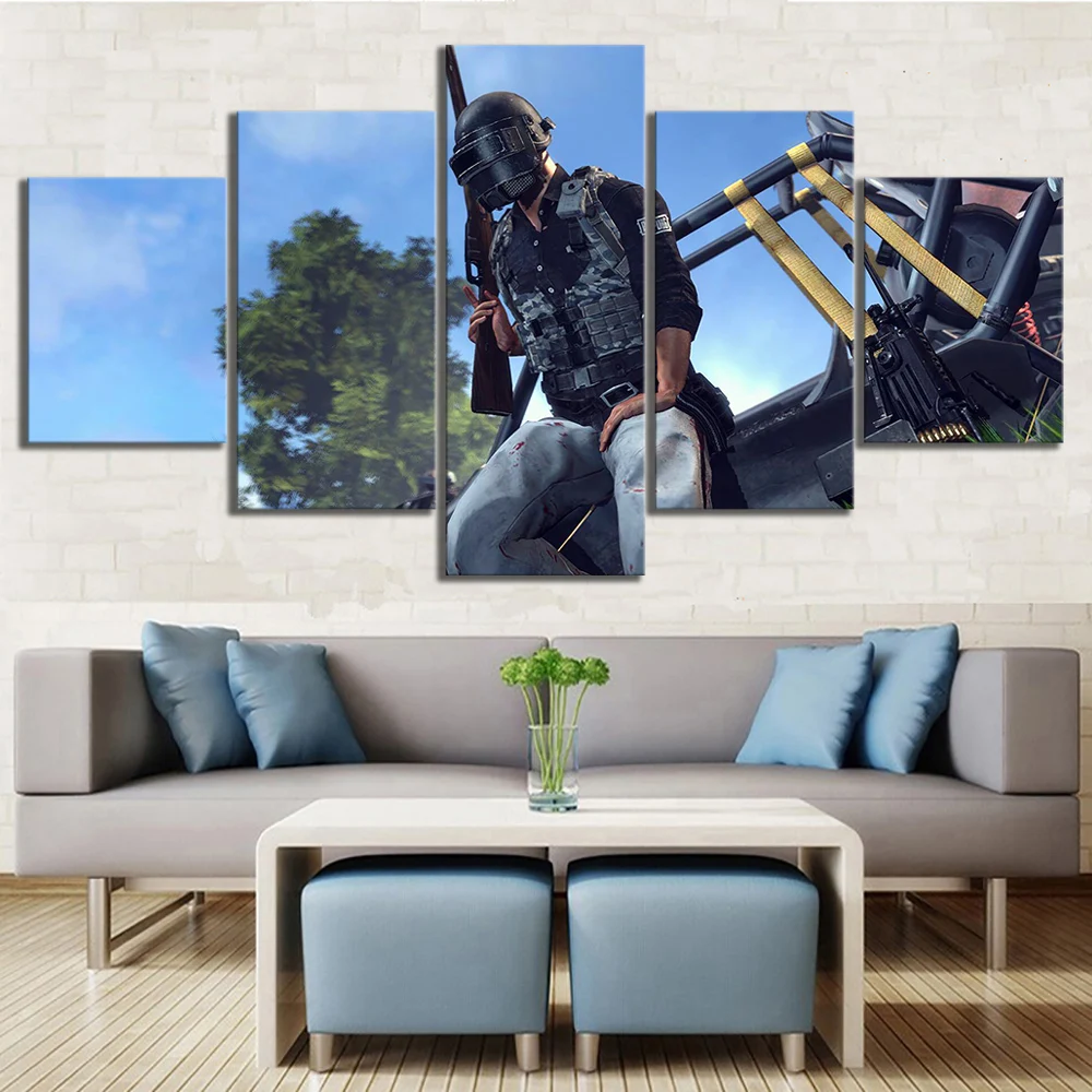

5 Piece Pubg Stimulate The Battlefield Video Game Poster Wall Pictures for Home Decor Poster Artwork Wall Decor Canvas Wholesale