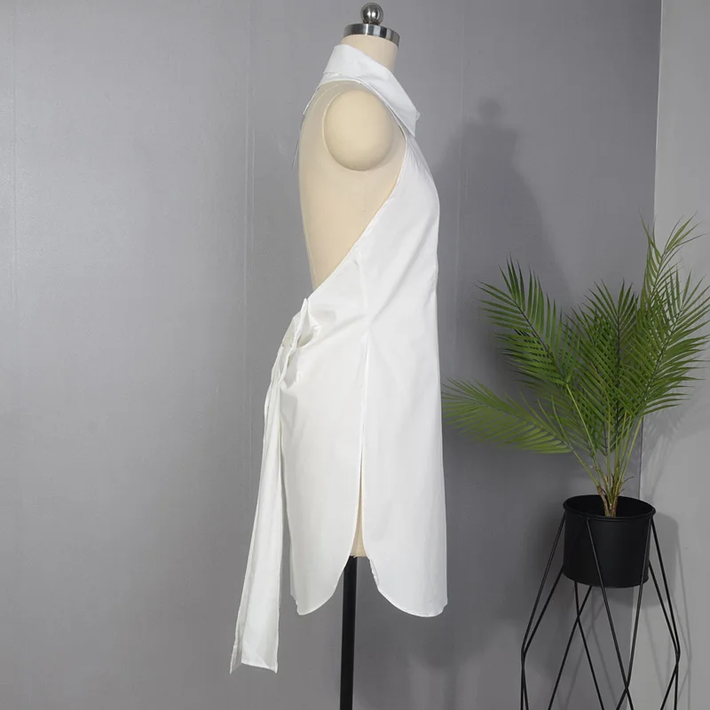 DEAT модная Новая летняя Однотонная рубашка с воротником-стойкой, сексапильная женская рубашка, Повседневная хит модных продаж, одежда, блузка BF161