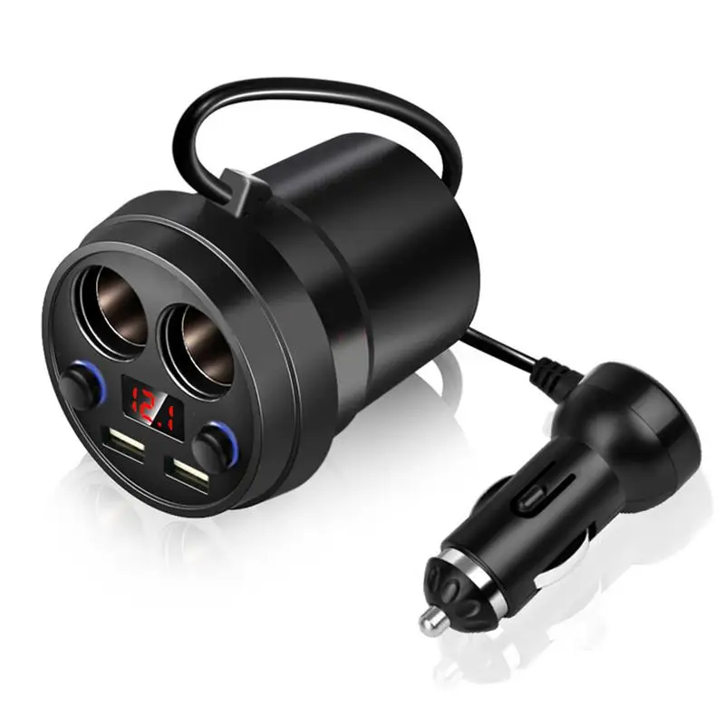 شاحن سيارة 2 USB كأس الطاقة محول مأخذ التوصيل مع الجهد شاشة LED ولاعة السجائر الفاصل شواحن الهاتف المحمول اكسسوارات