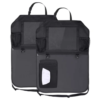

2pcs Multi-Pocket Collapsible Durable Car Seat Back Protectors Hanging Kick Mats Back Seat Cover with One Tissue Box