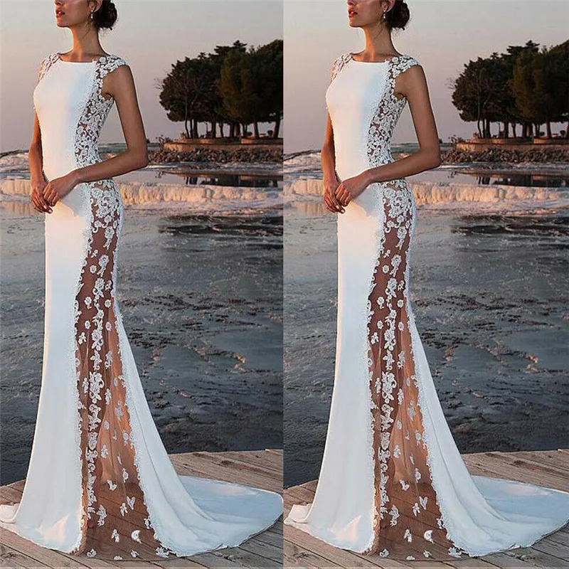 

Women's Lace Short Sleeves Sexy Long Evening Party Vetido Ladies New Sexy Elegant Bodycon Prom Long Dress Fashion Hot Selling