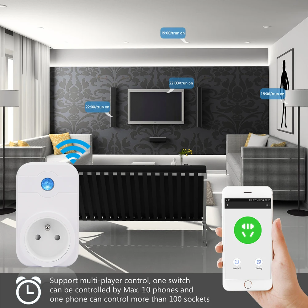 FR ЕС WiFi Wlan умная розетка энергетический монитор измеритель мощности ваттметр для Alexa Echo Google Assistant Home