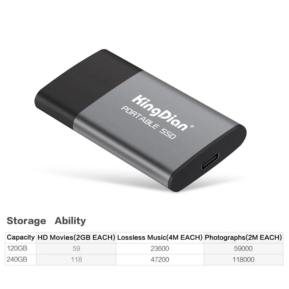 KingDian 120gb внешний SSD USB 3,0 Портативный твердотельный накопитель(120 GB