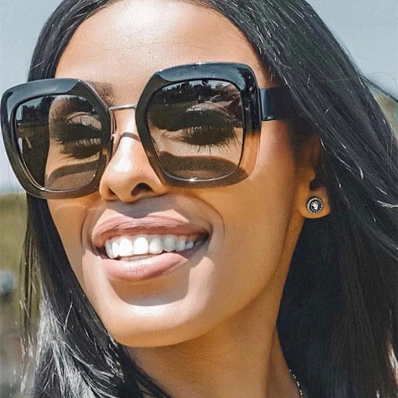 

NYWOOH Retro Square Sunglasses Women Oversized Gradient Sun Glasses Ladies Luxury Big Frame Eyewear UV400