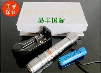 

Strong power Military 500000mW 500w 532nm Flashlight Green laser pointer Light can focus Burning match Burn Cigarettes+Gift Box
