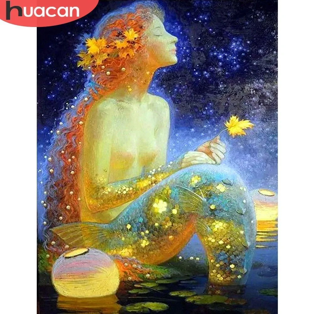 

HUACAN Cross Stitch Full Square 5D DIY Diamond Embroidery Woman Diamond Painting Portrait Mosaic Rhinestone Home Decor Gift