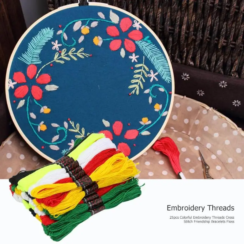 

25 Pcs Durable Sewing Polyester Dyeing Line Hand Cross Stitching Embroidery Thread DIY handmade needlework embroidery craft