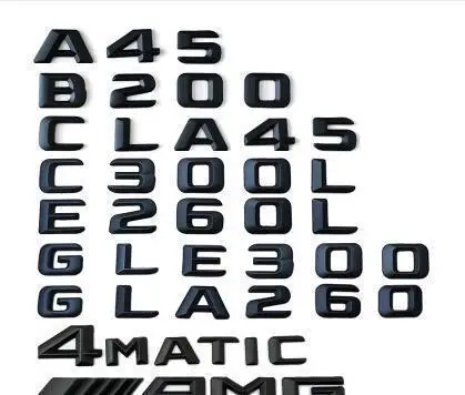 

Black For Mercedes Benz AMG A45 A250 C180 E63 logo sticker word mark tail cover standard G55 series modified H Black Trailer