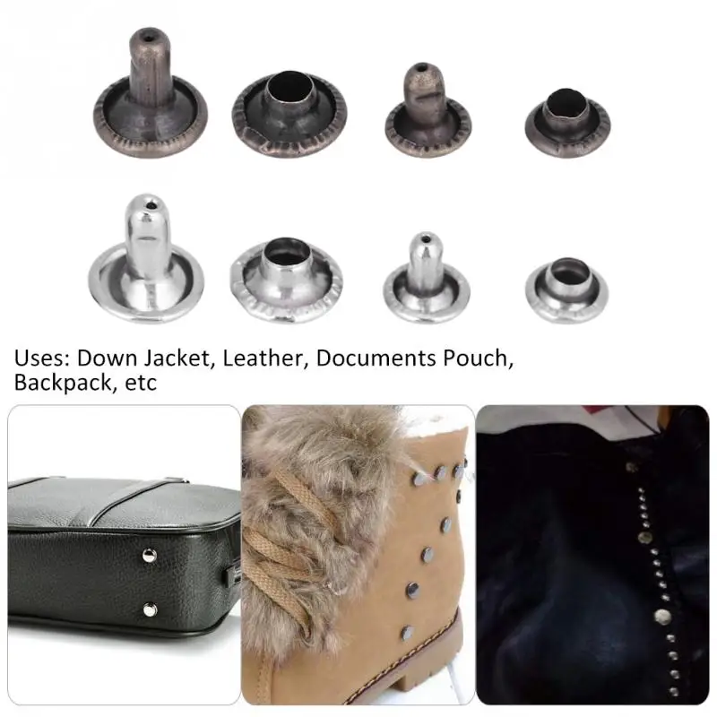 

120 Sets 6mm/8mm Double Cap Rivets Metal Rivet with 3pcs Handwork Tools Rivets Set 2 Colors