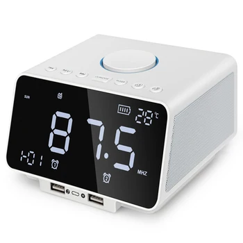 

Led Alarm Clock Fm Radio,With Wireless Bluetooth Speaker Player,Usb Fast Charge Port, Tf Card Play,Indoor Temperature
