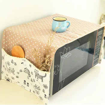 

Double Pockets Waterproof Printed Cotton Linen Fabric Microwave Oven Dust Cover Storage Bags European Style Anti-oil