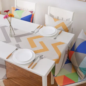 

Cotton Antifouling Table Runner Hardwearing Striped Beige Runners Tablecloths Dining Table Mat Home Decoration