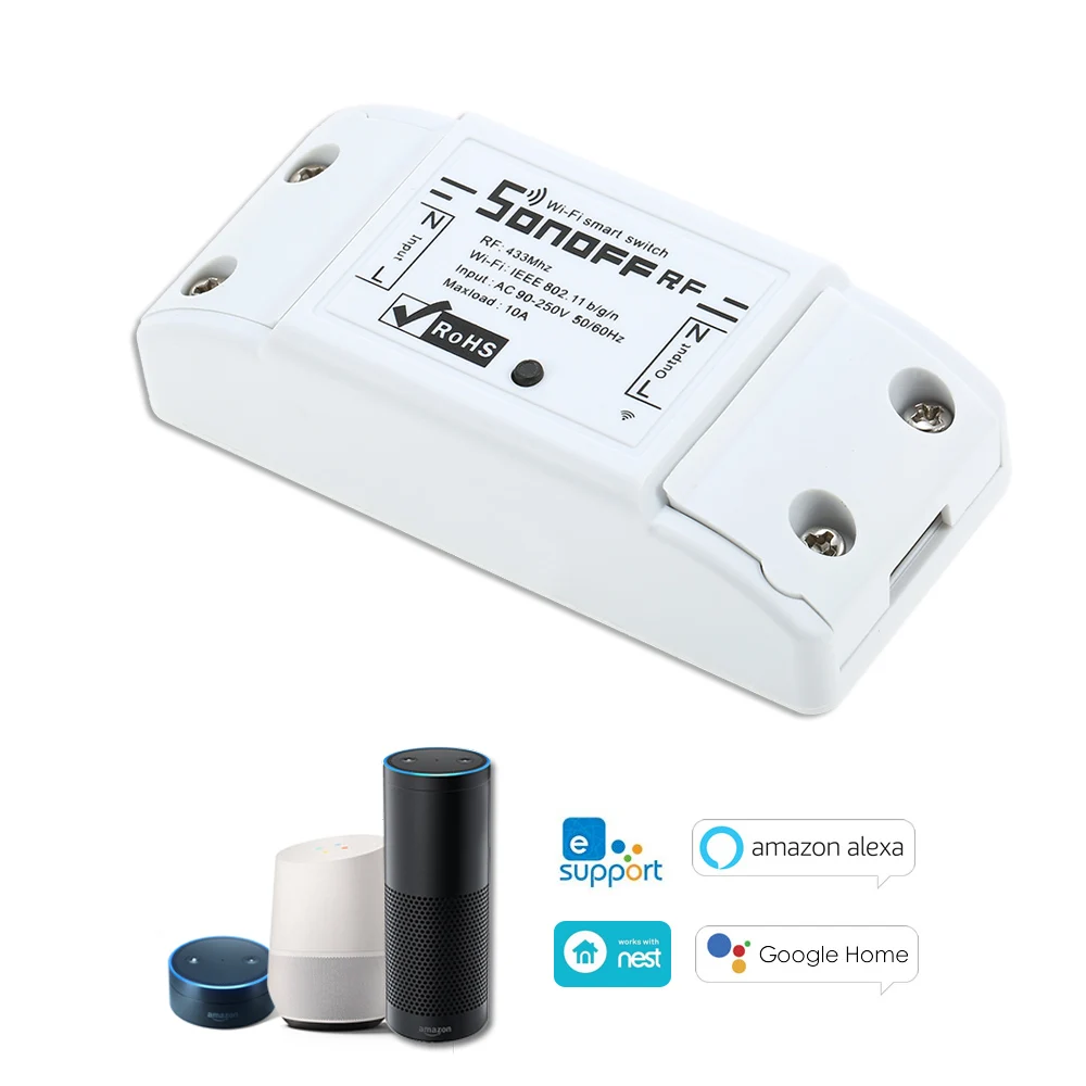 

SONOFF Wifi Switch RF 433MHz 10A/2200W Wireless Switch with Timing Electric Appliances Universal Smart Home Automation Module