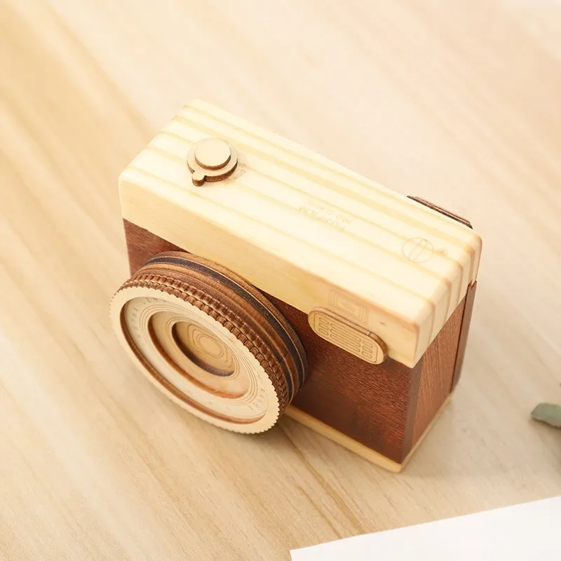 Zakka Творческий Камера музыкальная шкатулка DIY деревянная дрожание рук музыка