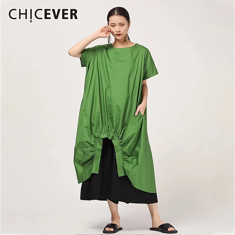 Женское Повседневное платье CHICEVER однотонное свободное до середины икры с