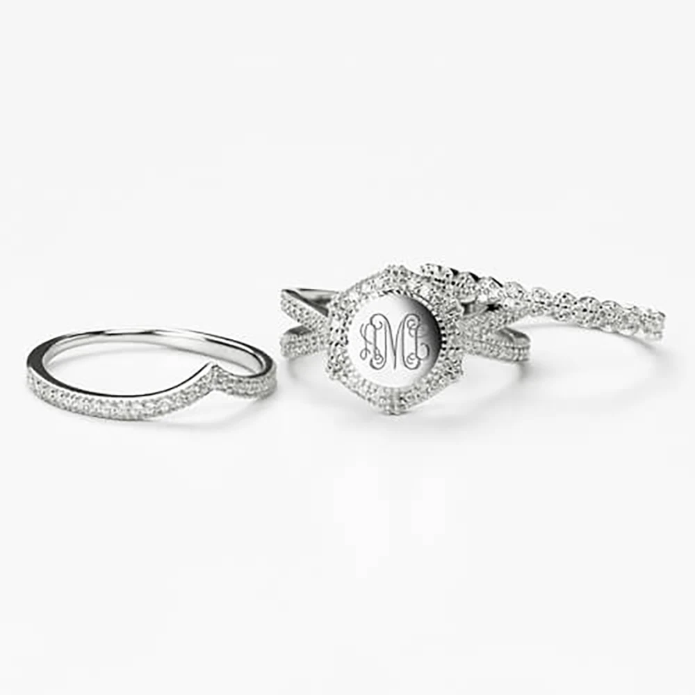 Sweey индивидуальные Выгравированные штабелируемые кольцо монограмма уникальные кольца для влюбленных женщин подарок на день Святого Валентина
