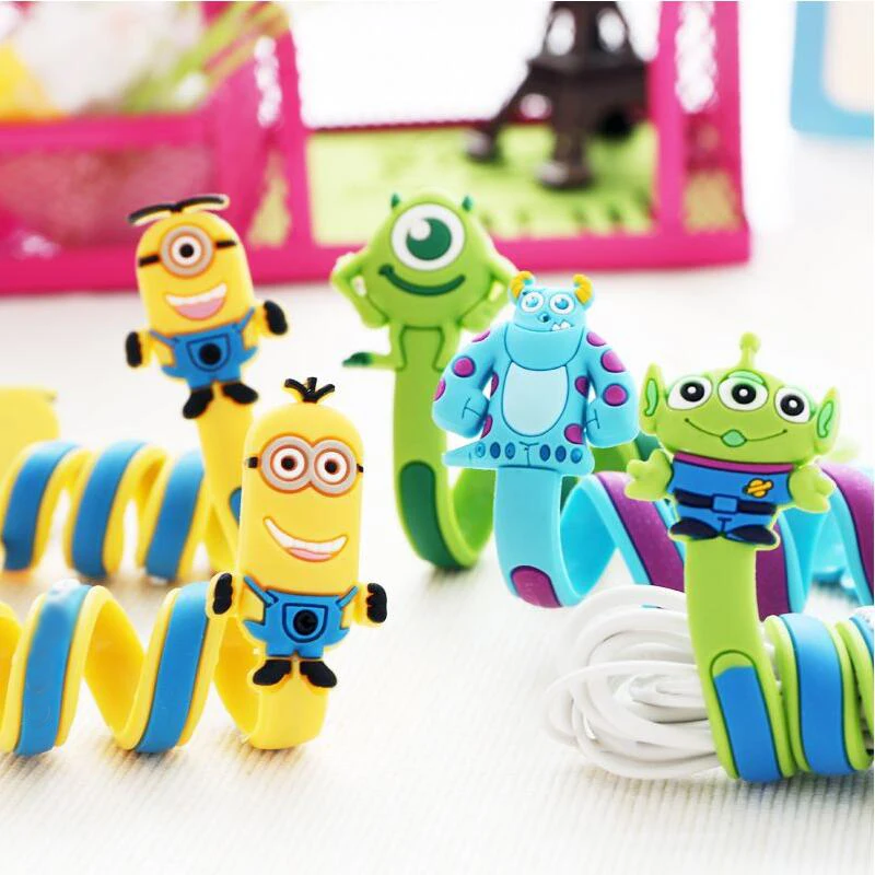 

Silicone Cartoon University Double Winder Cable Organiser Management Marker Holder Data Line Cord Covers For USB Charging Cable