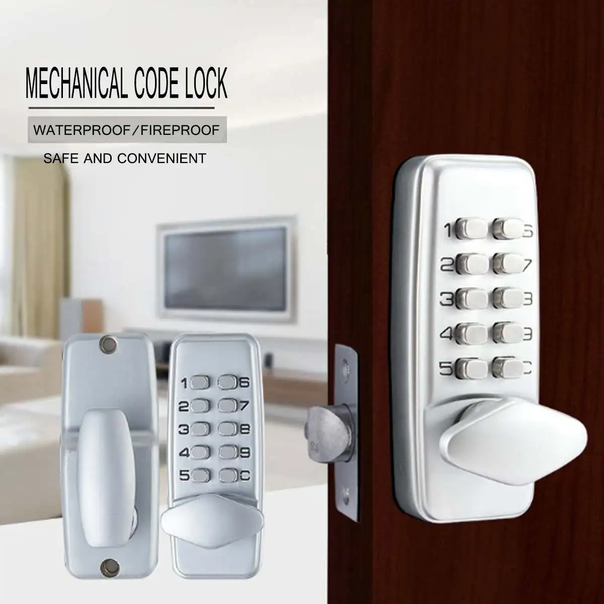 

Zinc Alloy Keyless Combination Mechanical Digital Door Lock No Power Push Button Code Locks For Home Furniture Hardware