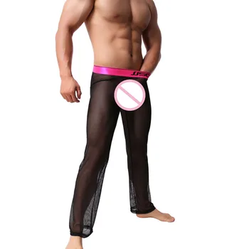 

Men Long Pants Mesh Transparent Sexy Lounge Loose-Fitting Fitness Pants Pyjama Trouser Sleep Pant Man Lingerie