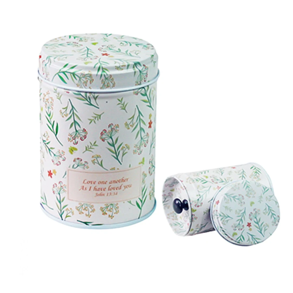 6 шт Чай Кэдди железная коробка олова Snack Jar двойная крышка цилиндрический Форма подарочная жестяная, для конфет Коробки для хранения(случайный Стиль