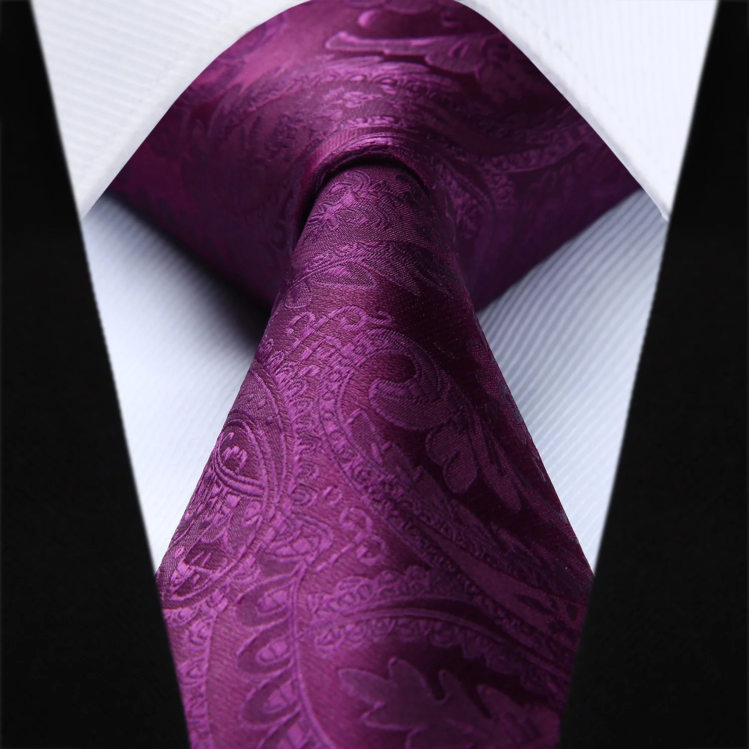 Mens Tie Woven Silk Necktie Party Wedding Classic Fashion Pocket Square Tie New Paisley Purple Colo