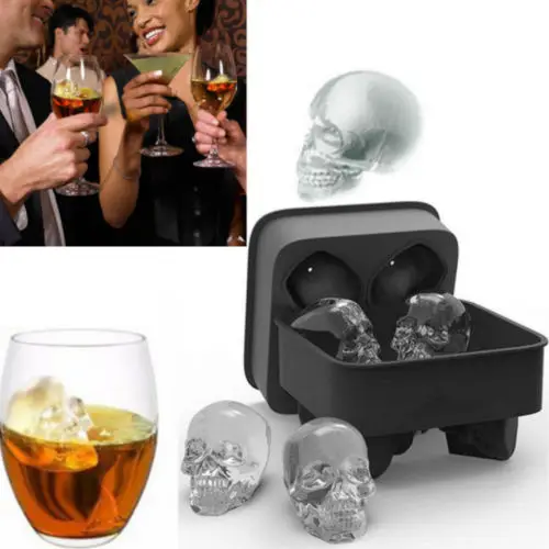 

NEW Silicone 3D Skull Shape Ice Cube Trays Mold Mould Cocktails Whisky Maker