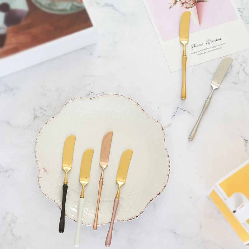 

304 Stainless Steel Butter Knife Cheese Dessert Jam Spreaders Cream Gold Black Rose Gold Knifes Western Cutlery Breakfast Tool