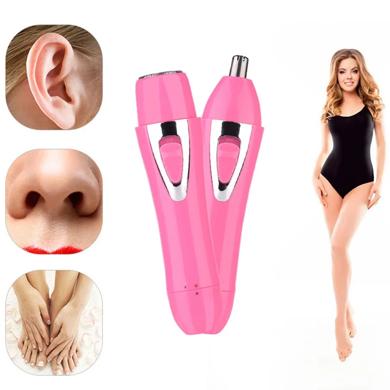 

2 In 1 Pink Mini Facial Epilator USB Charge Lady Shaver Nose Trimmer Electric Shaver Machine For Face Armpit Bikini Shaving
