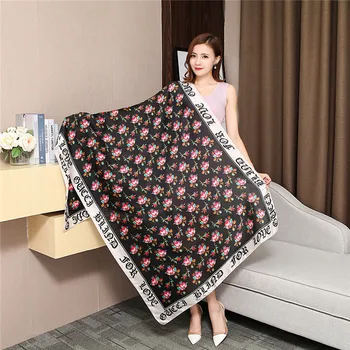 

2019 Spring Summer Ladies Scarves Fashion letter print Sunscreen Shawl Silk Scarf Female Tourism Beach Towel Gift Wholesale