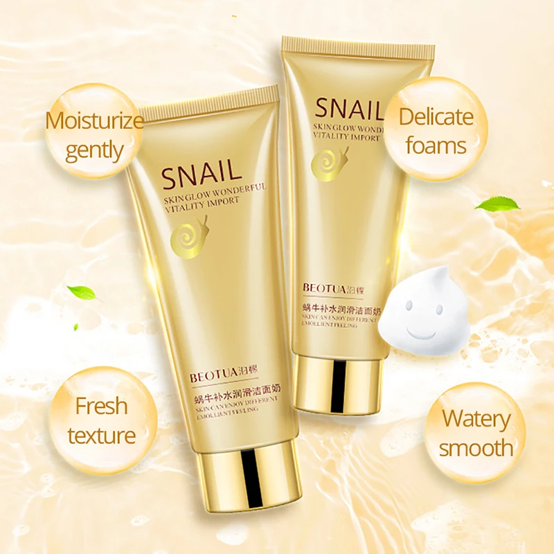 BEOTUA Snail Anti Aging Facial Cleanser Wrinkle Reduce Shrink Pores Oil-control Hydrating Whitening Moisturizing Deep Cleaning