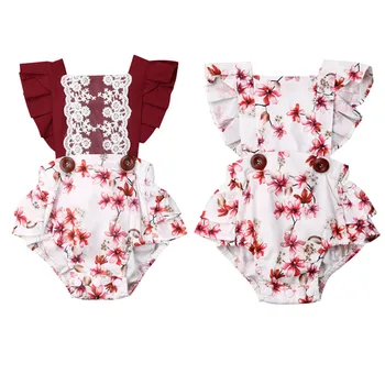 

Floral Romper 2019 New Cute Baby Girl Ruffles Sleeveless Backless Princess Girls Tutu Jumpsuit Playsuit Outfits Summer Clothes
