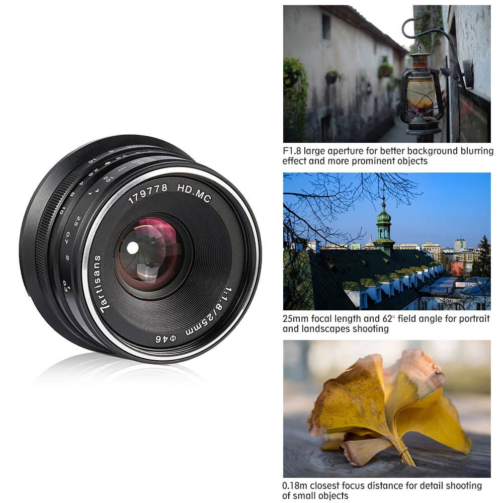 

25mm F1.8 Manual Focus Lens Large Aperture for Sony A7/A7II/A7R/A7RII/A7S/A7SII/A6500/A6300 E-Mount Mirrorless Cameras