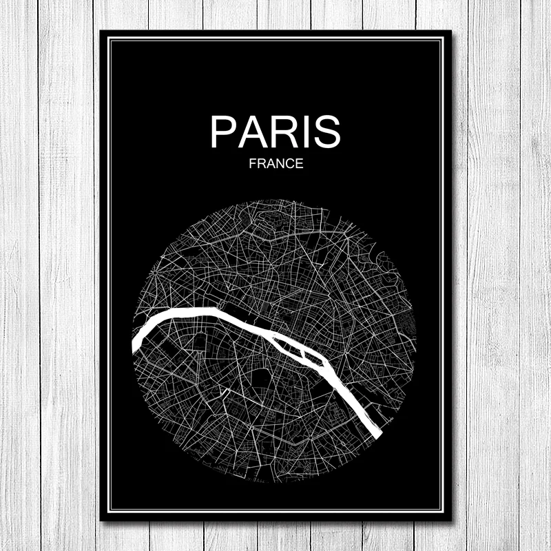 

Hot Sale PARIS Round World City Map Vintage Retro Poster Krafts Paper Wall Art Sticker Cafe Bar Pub Living Room Decor Home