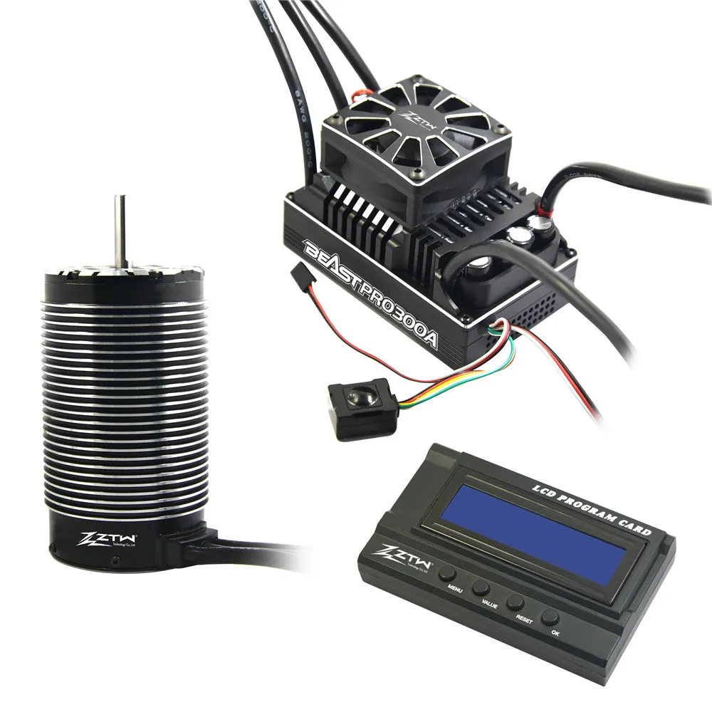 

ZTW 3PCS 1/5 Beast Pro 300A Full Waterproof ESC + BP70210 620KV 4 Poles Motor + LCD Program Card