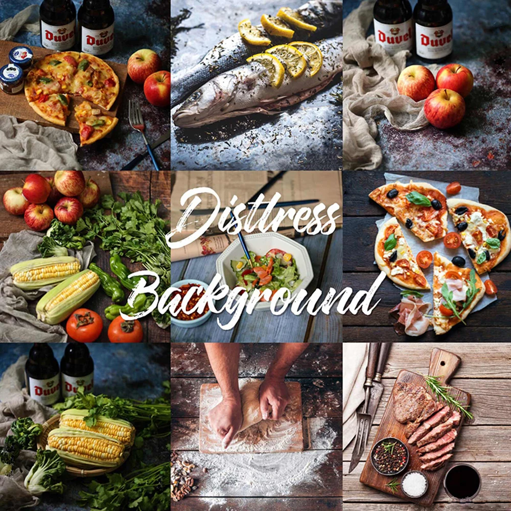 

56*90cm / 22*35in Double Sides Wood Marble Cement Wall Like Vintage Photography Background Backdrop Paper Board Prop For Food