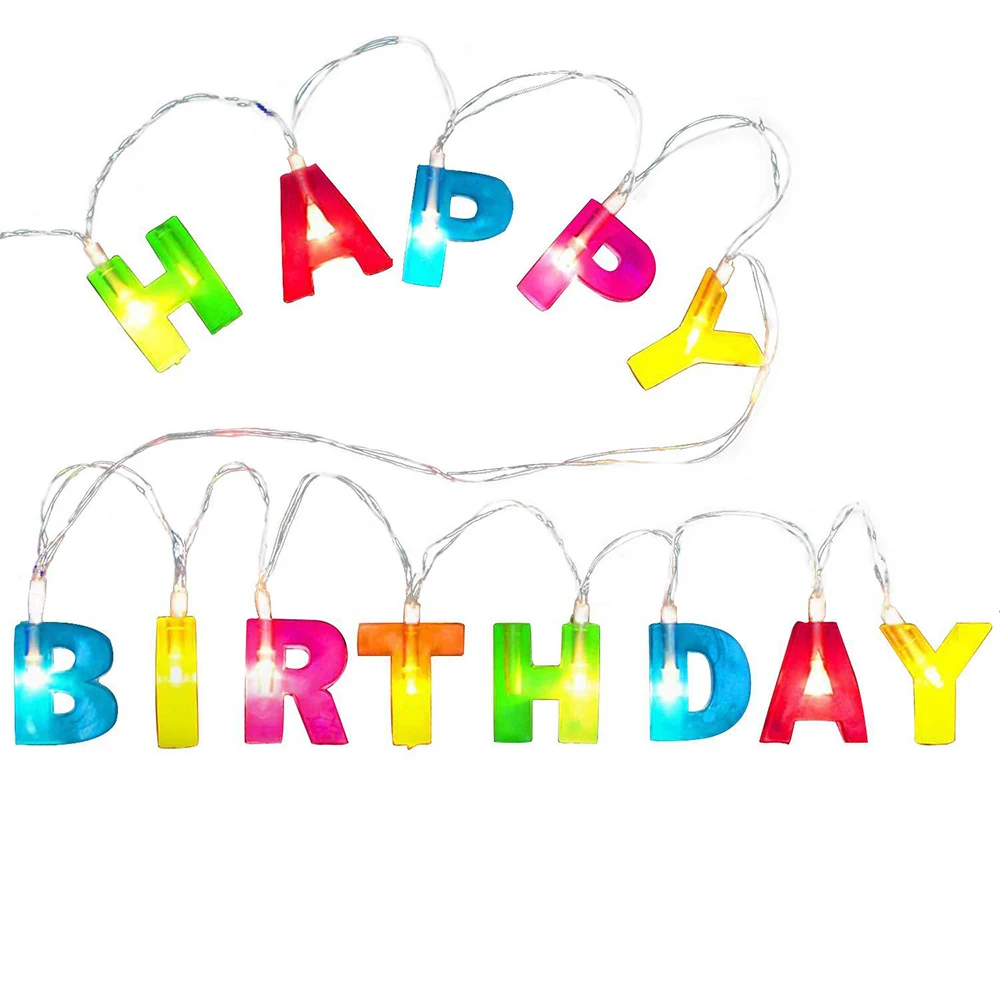

LED String Lights Happy Birthday LED String Lights Birthday Party Hanging Decorations Light Up Letter LED String Lights D25