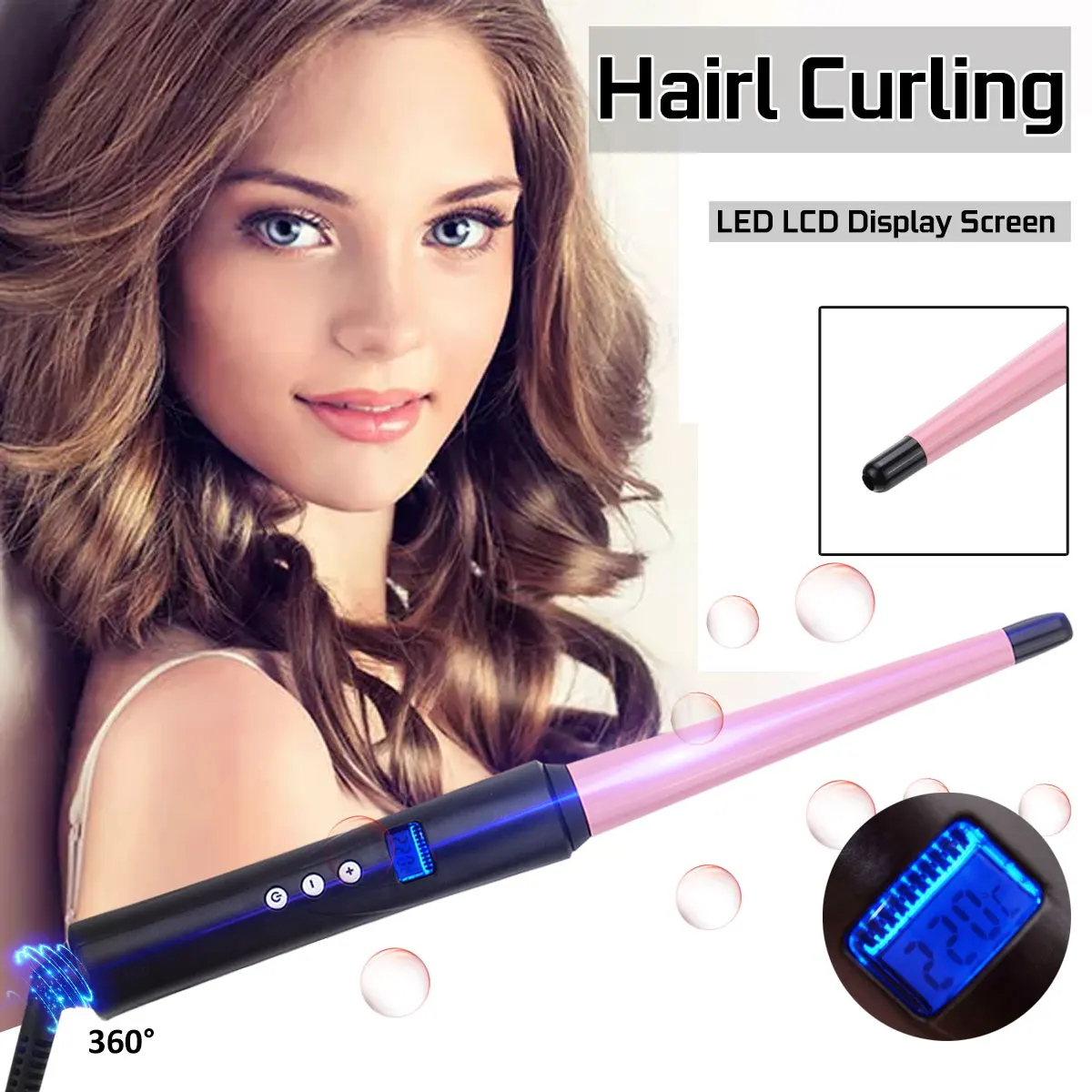 

65W 110V-240V LED LCD Display Screen Hair Curling Iron Tong Styler Professional Ceramic Hair Curler Curl Irons Styling Tools