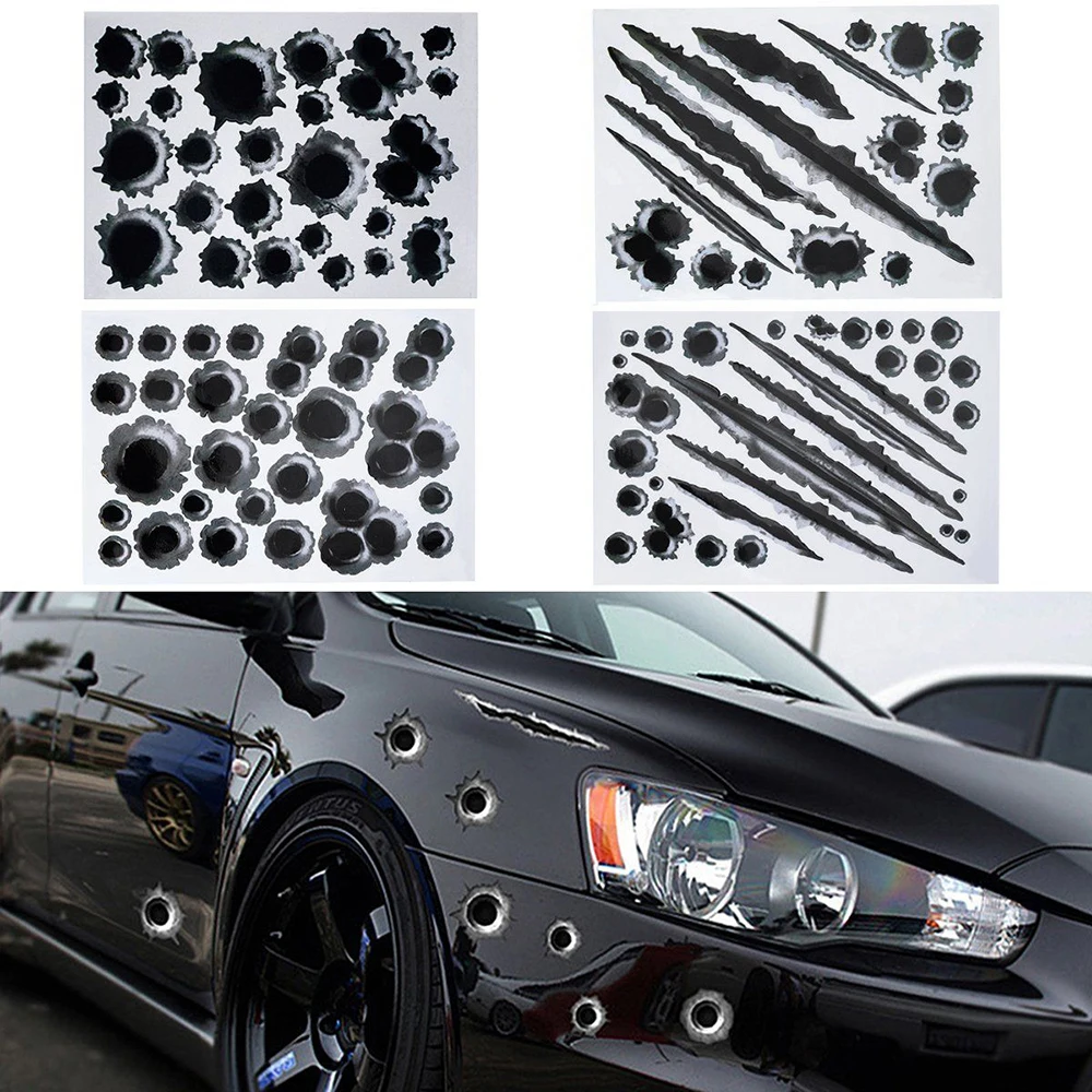 

1Pcs 3D Bullet Holes Car Sticker Scratch Decal Waterproof Motorcycle Stickers 21X30CM