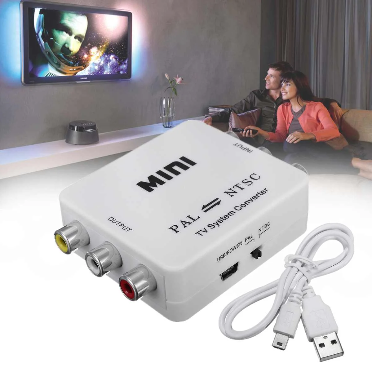 

Multifunction Mini PAL to NTSC TV Video System Bi-directional Converter Switch Adapter for VCD/DVD/DV/VCR/DVR/PS2/TV