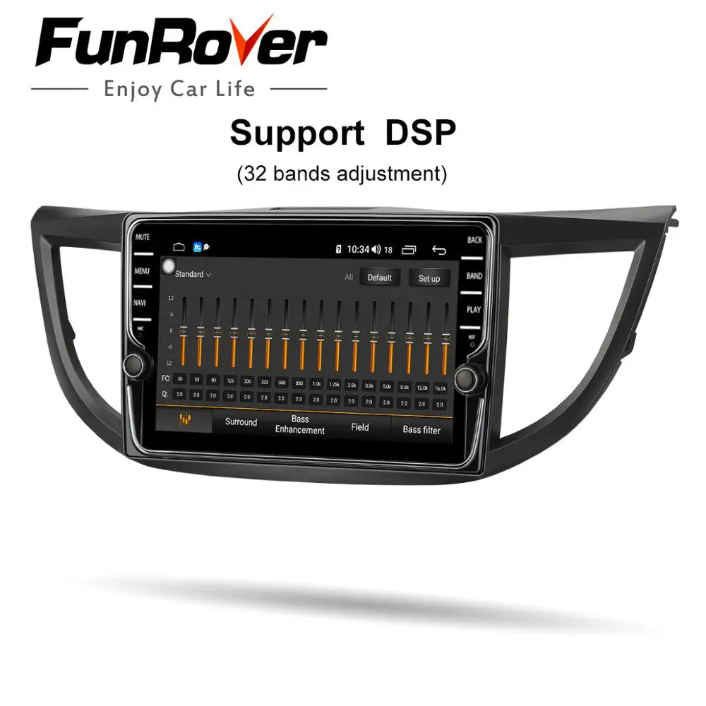 Funrover Восьмиядерный Android9.0 2din автомобильный Радио Мультимедийный dvd gps плеер для Honda CRV CR-V 2011- стерео навигация DSP 4 г ram