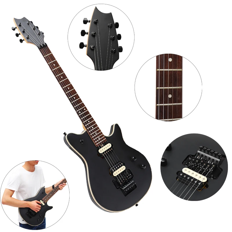 

6 String 22 Frets Black Electric Guitar Wooden Hollow Fanned Closed Metal Electric Guitar Musical Stringed Instruments 90*31cm