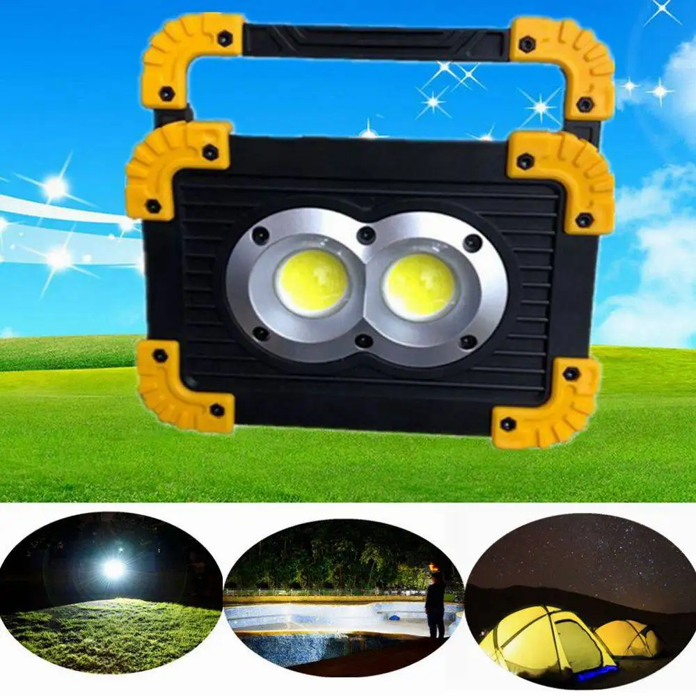 

20W LED Flood Lights Double Round USB Portable Waterproof COB Camping Light Rechargeable 3Modes LED Work Light Outdoor LED Light