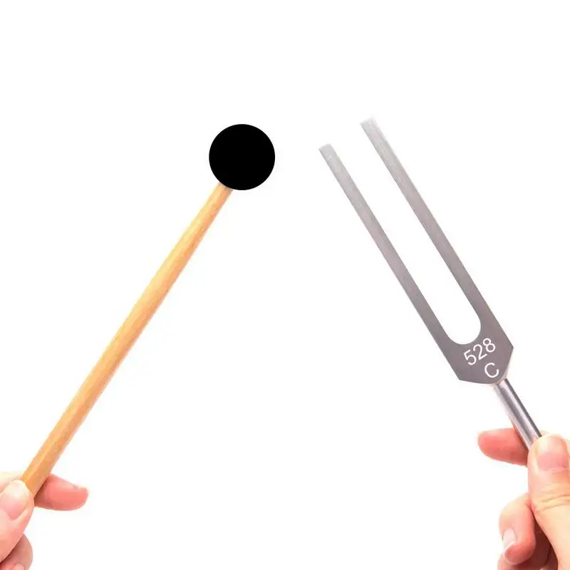 

528 Hz Tuning Fork Set Instrument Medical Teaching Portable Relax Durable With Silicone Hammer And Cleaning Cloth Aluminum Alloy