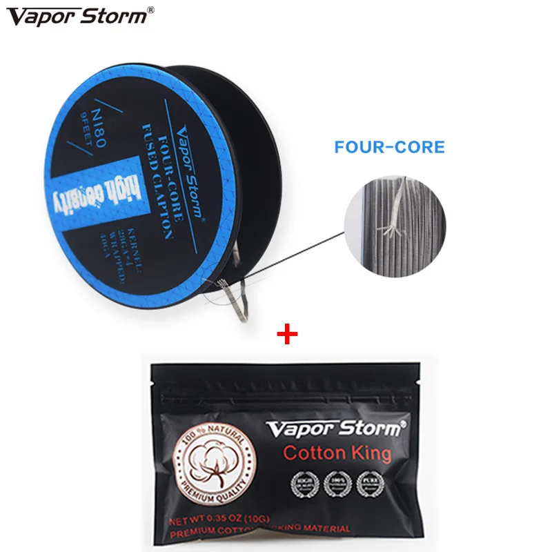 

9 Feet High Density Ni80 Resistance Heating Wires Roll + Organic Cotton Dual Triple Quad Core Coil for RDA Electronic Cigarette