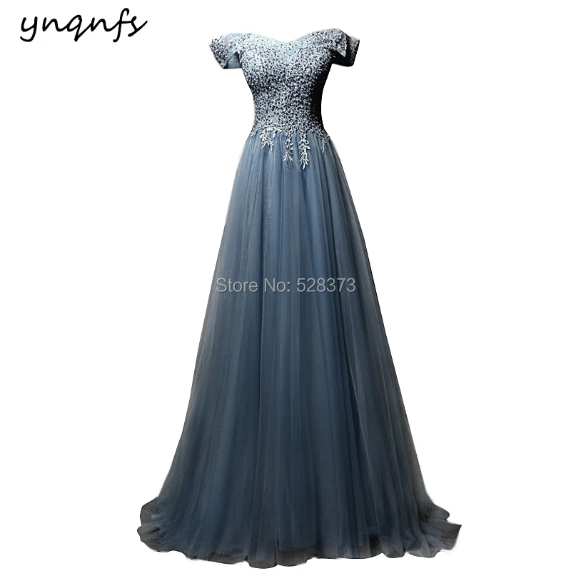 YNQNFS элегантное аппликационные Жемчужины для Кружева Vestido De Festa Longo Robe