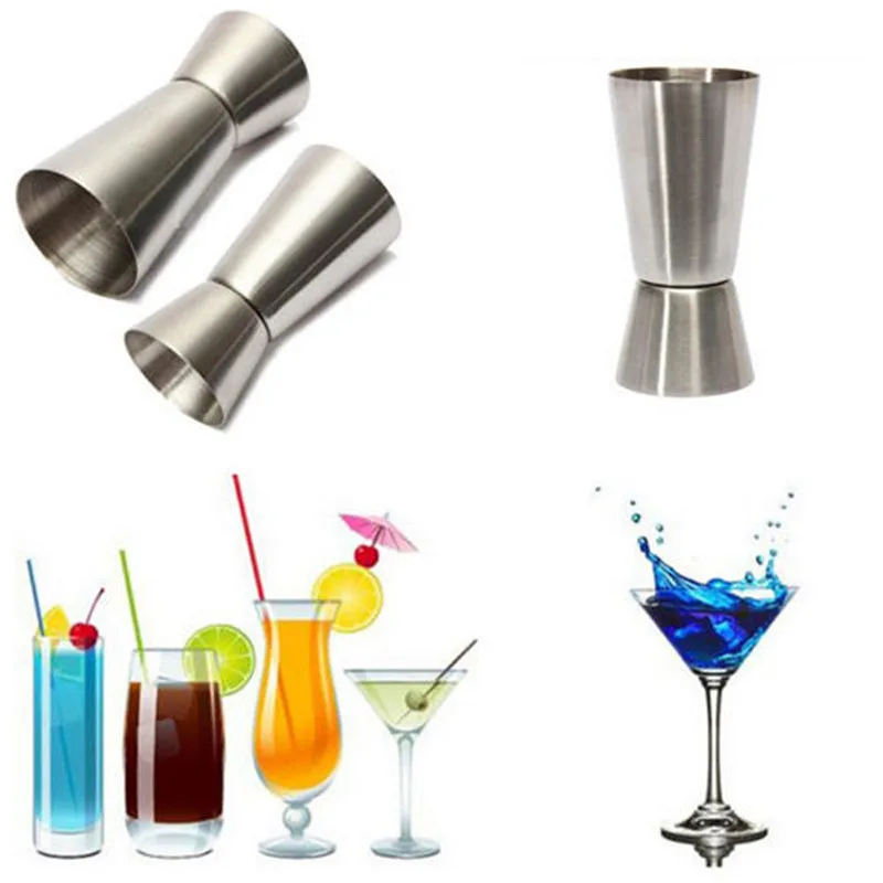 

Stainless Steel Cocktail Shaker Mixer Jigger Double Shot Short Drink Wine Measure Cup Bar Bartender Mixer Measuring Cup Latest